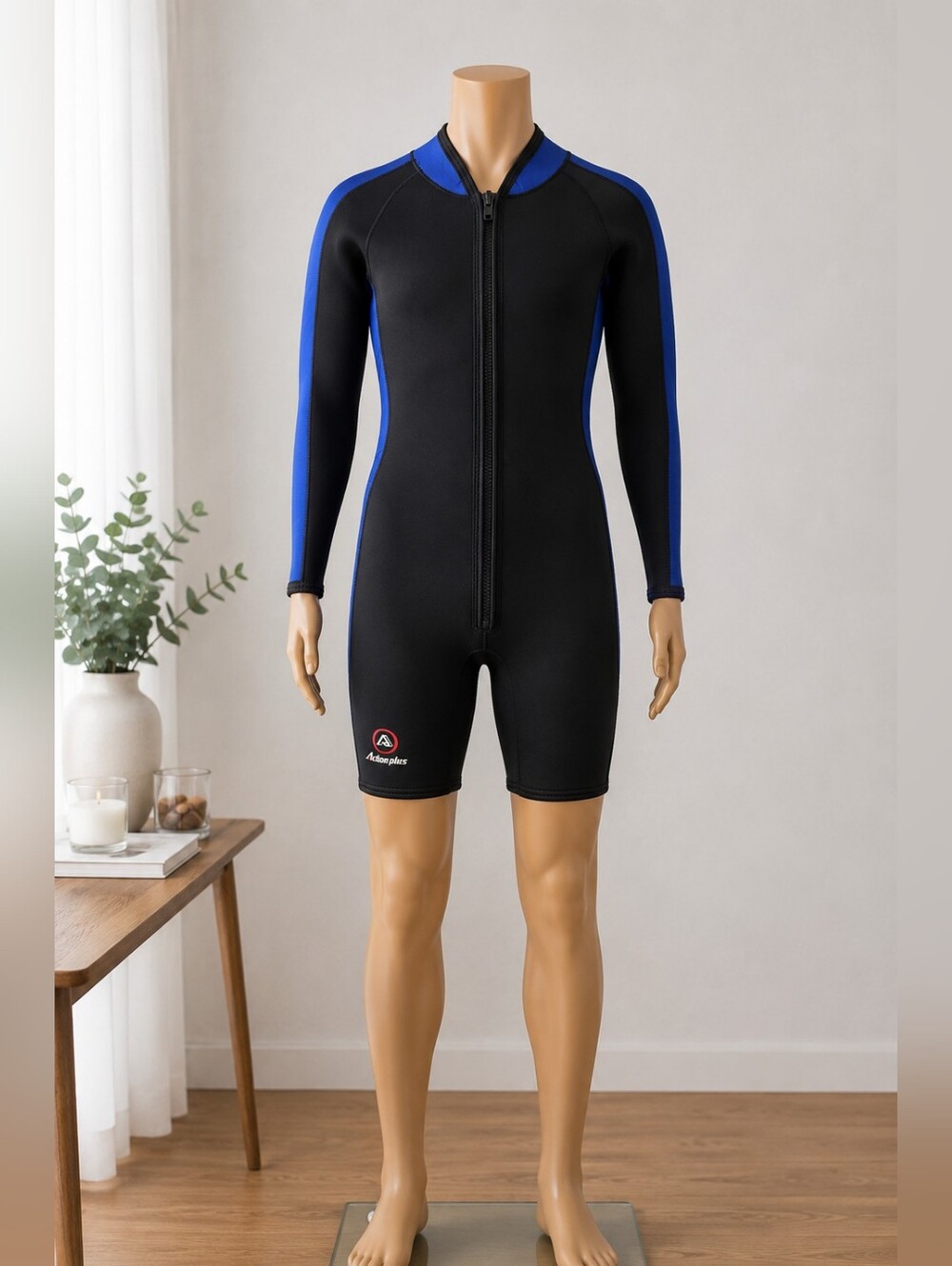 Action Plus Neoprene Wetsuit Shorty Size XL Black Blue Unisex